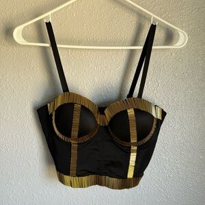 Fashion Womens Rhinestone Punk Goth Bra Clubwear Corset Top. Brand new with tags